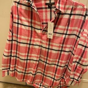 French Connection - Flannel Rhodes LS Popover Shirt - S - New